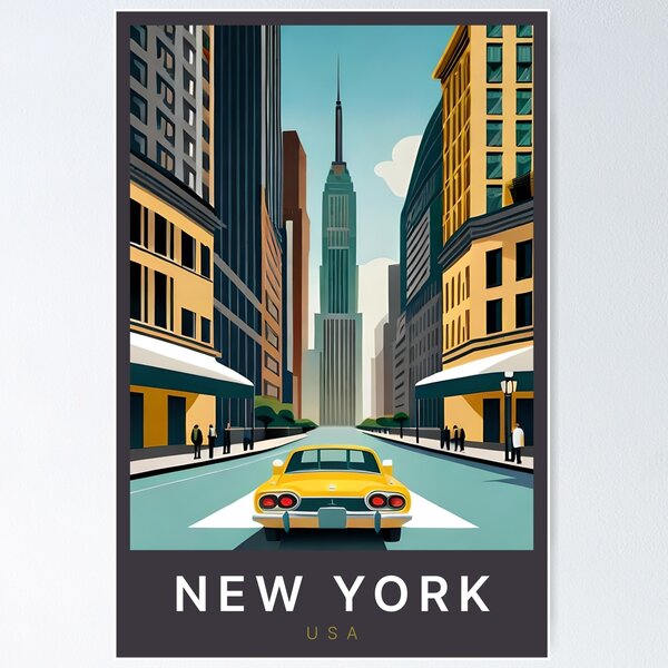 Item preview, New York USA  Digital Art Illustration Travel Poster designed and sold by TravelMarvel.