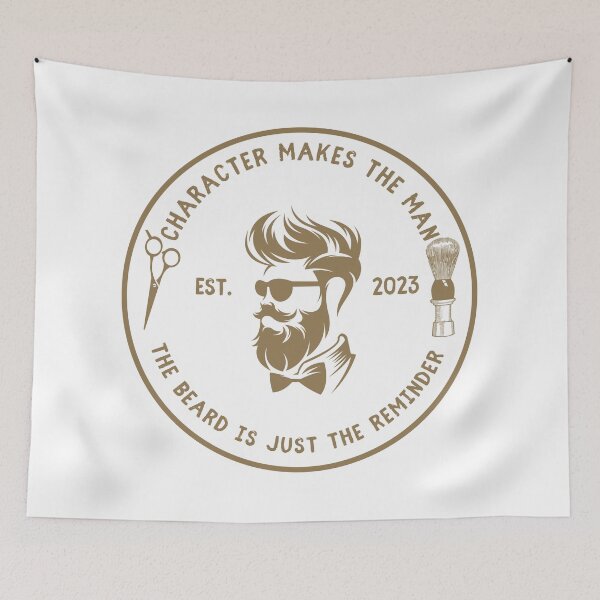 Item preview, Vintage Barber Beard Joke Funny Quote - Character makes the man, the beard is just the reminder designed and sold by Vintage-TM.