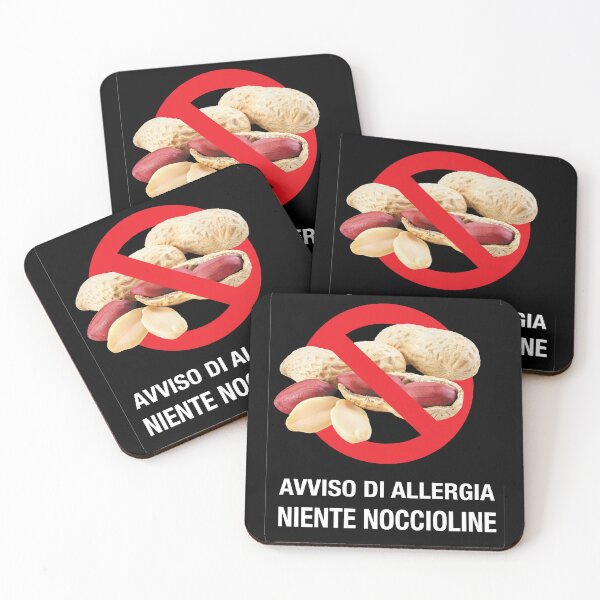 Item preview, ITALIAN: "Avviso di allergia Niente Noccioline" designed and sold by WhiteShirtGuy.