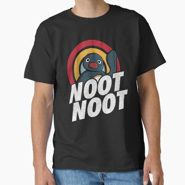 Vista previa del artículo con la obra «Noot Noot Pingüino divertido Arcoíris vintage desgastado», diseñado y vendido por loaitebac.