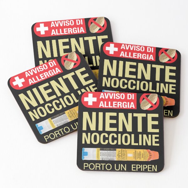 Item preview, ITALIAN:  "Avviso di allergia Niente Noccioline, Porto un EpiPen" designed and sold by WhiteShirtGuy.