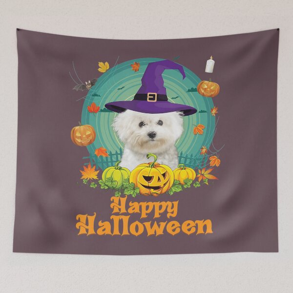 Item preview, Happy Halloween Bichons Frise Dog Witch Pumpkin Ghost Cute 	 	 designed and sold by jifxzwrshe29.