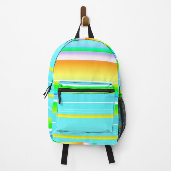 Item preview, Cheerful multicolored horizontal stripes | bright yellow green powder blue striped designed and sold by lausn.