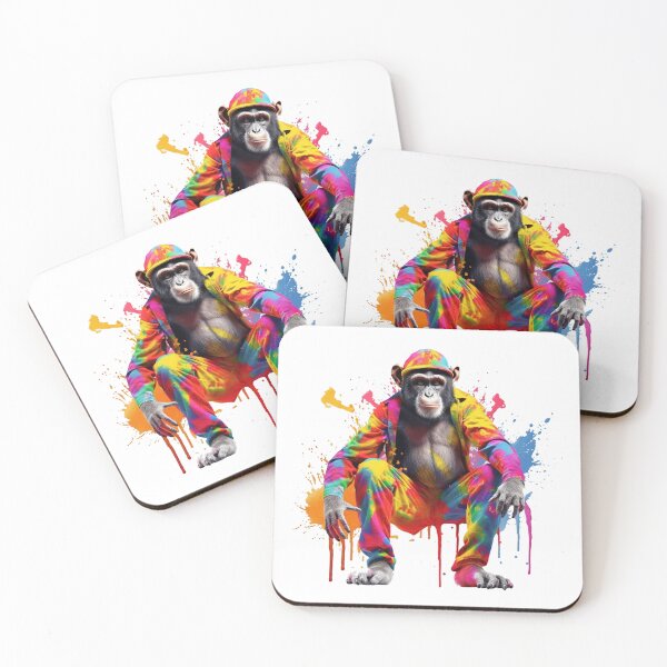 Item preview, Chimp In Jumpsuit Watercolor | Bold Colors  designed and sold by mwinter2205.