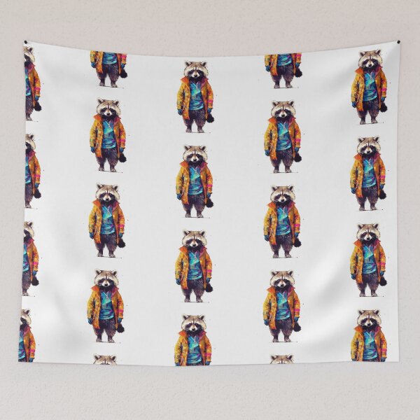Item preview, Raccoon In Jumpsuit Watercolor | Bold Colors  designed and sold by mwinter2205.