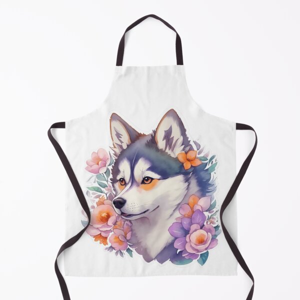 Item preview, Cute Siberian Husky Puppy on a Floral Background - Husky Puppy Print | Digital Art | Husky Dog | designed and sold by AgentToast.