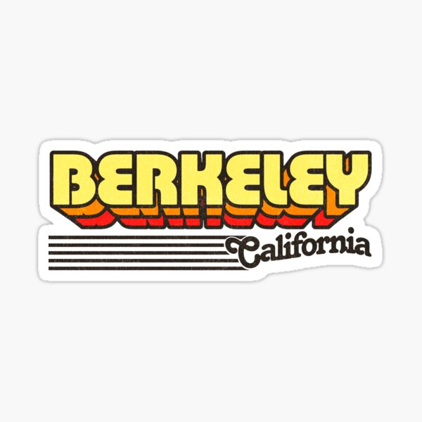 Artikel-Vorschau von  Berkeley. Das ist für dich. Old School Streifen unterstreichen Vintage Schriftzug in einer Retro-Farbpalette. Kalifornien auf dem ganzen Weg vertreten. Rüsten Sie sich mit einer Reihe verfügbarer Produkte aus. Aufkleber, designt und verkauft von retroready.