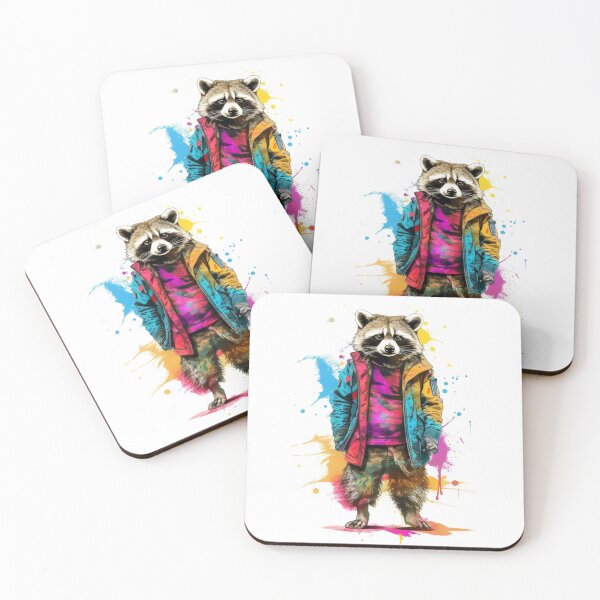 Item preview, Raccoon In Jumpsuit Watercolor | Bold Colors  designed and sold by mwinter2205.