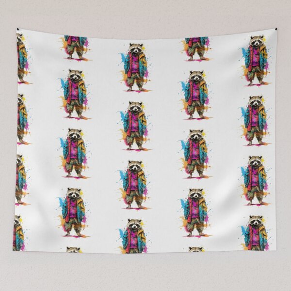 Item preview, Raccoon In Jumpsuit Watercolor | Bold Colors  designed and sold by mwinter2205.