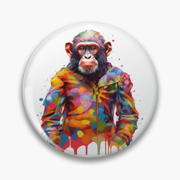 Item preview, Chimpanzee In Jumpsuit Watercolor | Bold Colors  designed and sold by mwinter2205.