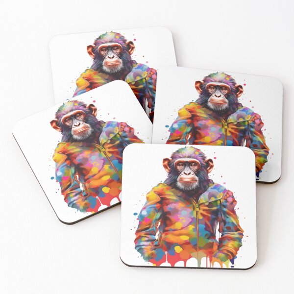 Item preview, Chimpanzee In Jumpsuit Watercolor | Bold Colors  designed and sold by mwinter2205.