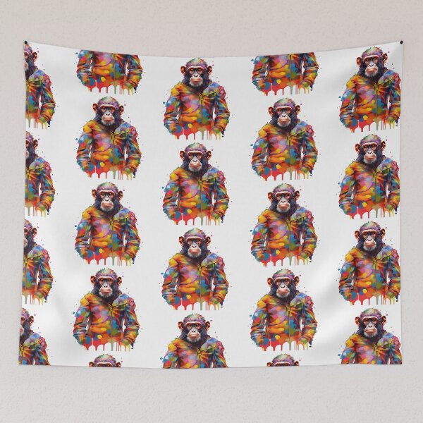 Item preview, Chimpanzee In Jumpsuit Watercolor | Bold Colors  designed and sold by mwinter2205.