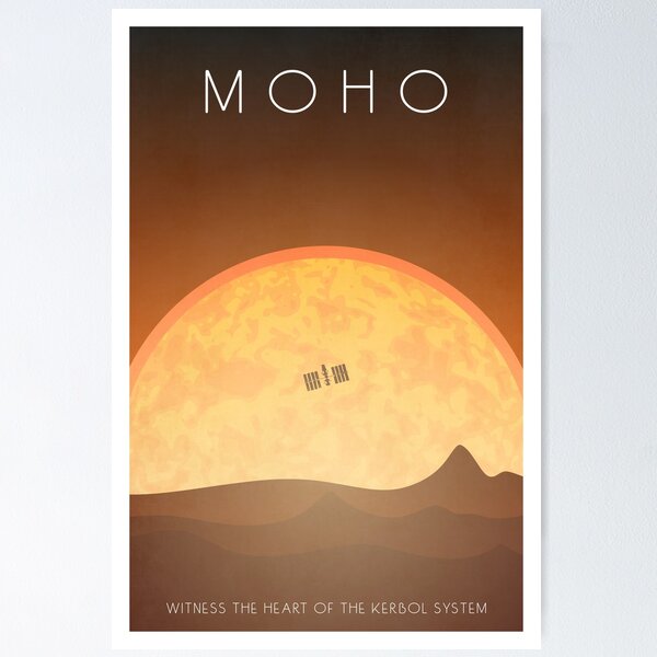 Vista previa del artículo con la obra «Afiche del programa espacial Kerbal - Moho», diseñado y vendido por HappySquiddy.
