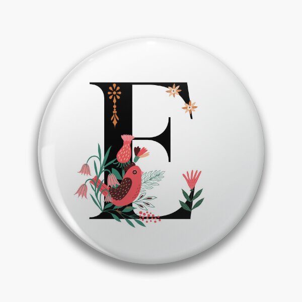 Artikelvorschau, Monogramm E, Buchstabe E, Initiale E, Alphabet-Design-Illustration, floraler E-Aufkleber, buntes Monogramm, botanischer Monogramm-E-Aufkleber entworfen und verkauft von Work life.