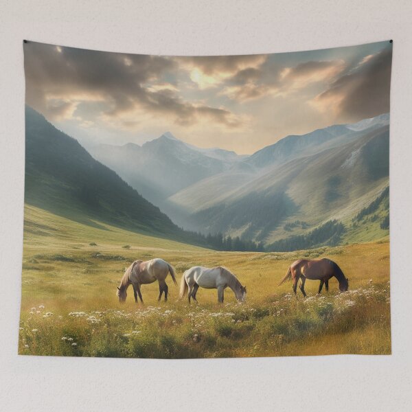 Item preview, Horses Grazing in a Valley 2 designed and sold by shanessie6.