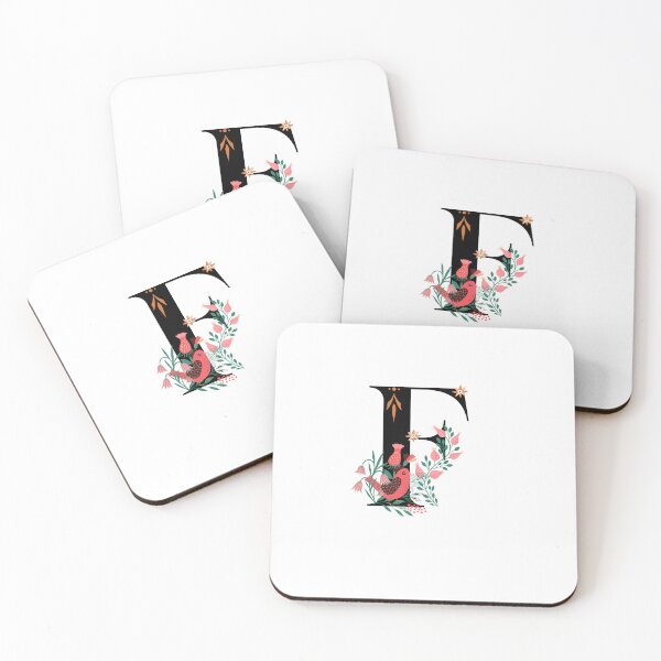 Artikelvorschau, Monogramm F, Buchstabe F, Initiale F, Alphabet-Design-Illustration, floraler F-Aufkleber, buntes Monogramm, botanischer Monogramm-F-Aufkleber entworfen und verkauft von Work life.