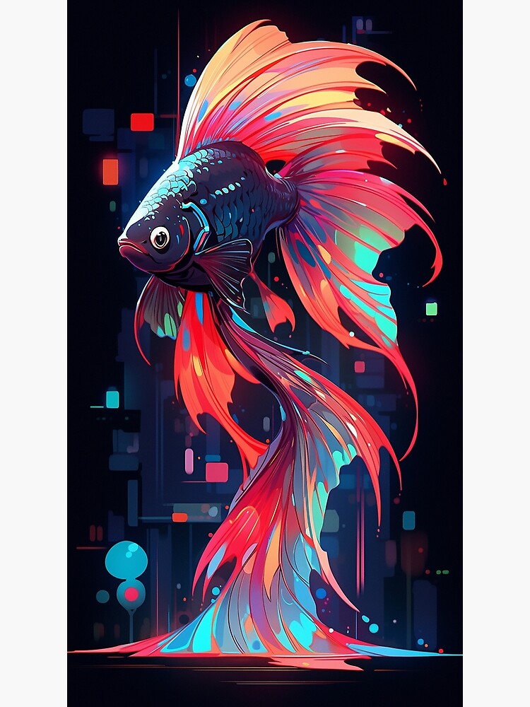 A neon colorful Betta Fish | Poster