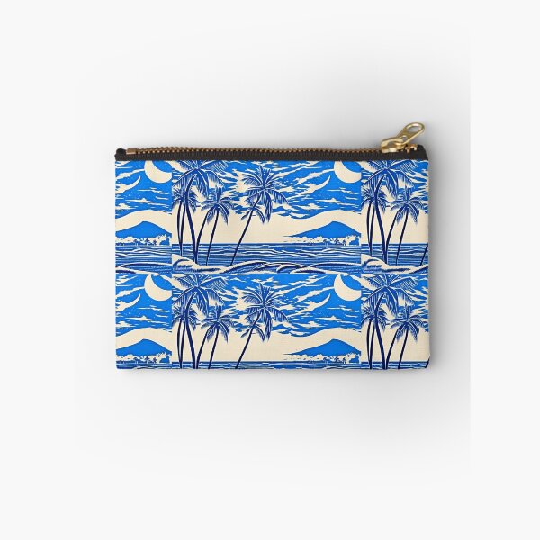 Item preview, Tropical Blue and white moon and stars linograph folk art designed and sold by Earth Nature Creations.