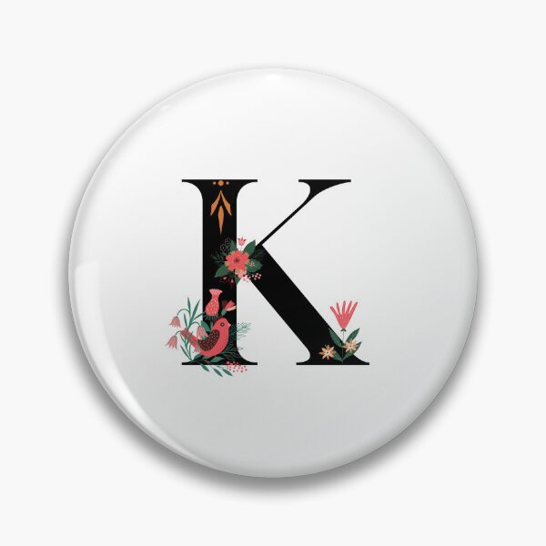 Artikelvorschau, Monogramm K, Buchstabe K, Initiale K, Alphabet-Design-Illustration, floraler K-Aufkleber, buntes Monogramm, botanischer Monogramm-K-Aufkleber entworfen und verkauft von Work life.