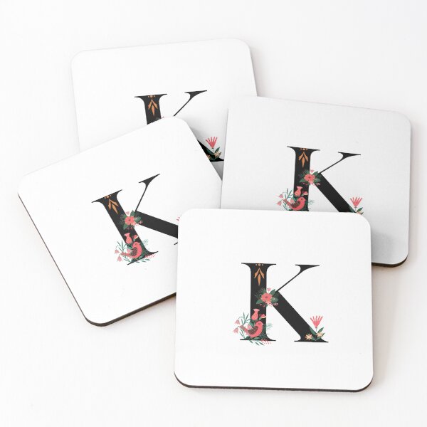 Artikelvorschau, Monogramm K, Buchstabe K, Initiale K, Alphabet-Design-Illustration, floraler K-Aufkleber, buntes Monogramm, botanischer Monogramm-K-Aufkleber entworfen und verkauft von Work life.