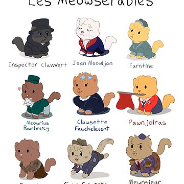 Artwork thumbnail, Cute Les Miserables Cat Pun (Les Meowserables) by MellowArtStuff
