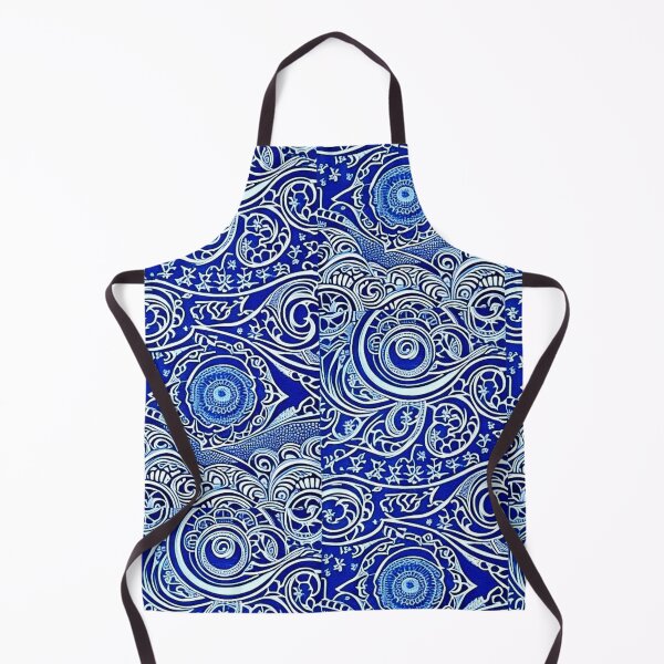 Item preview, Blue and white lace linograph folk art designed and sold by Earth Nature Creations.
