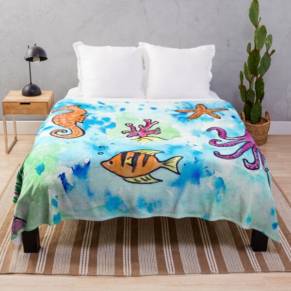 Item preview, Underwater creatures abstract, watercolor designed and sold by LiliyaHarpe.