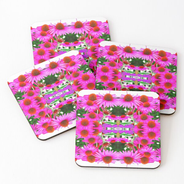 Item preview, PINK Echinacea CONE FLOWER PATTERNS WHITE ART designed and sold by sharlesart.