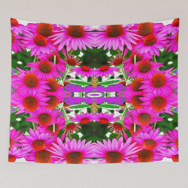 Item preview, PINK Echinacea CONE FLOWER PATTERNS WHITE ART designed and sold by sharlesart.