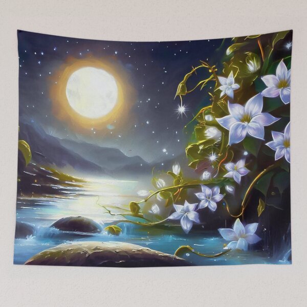 Aperçu de l'œuvre "Floraison nocturne : Éclat céleste dans la clarté lunaire" créée et vendue par CHRIST5000.