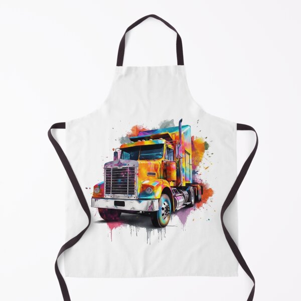 Aperçu de l'œuvre Semi | Aquarelle automobile | Camion | Couleurs vives créée et vendue par mwinter2205.