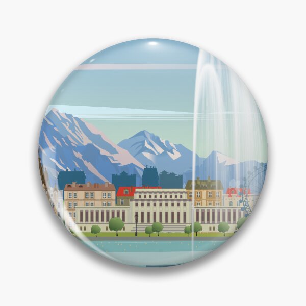 Artikelvorschau, Reiseplakat Genf, Reisedruck Stadt in der Schweiz entworfen und verkauft von Arctic frame studio.