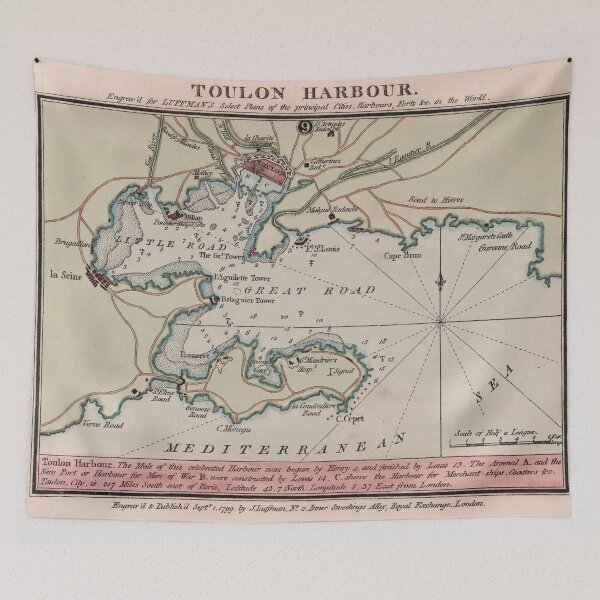 Item preview, Vintage Map of Toulon Harbor France (1799) designed and sold by BravuraMedia.