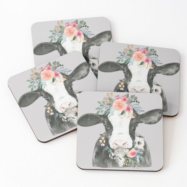 Item preview, Sabrina Farmer Art - Black and White Cow - Flowers designed and sold by sabrinart42.