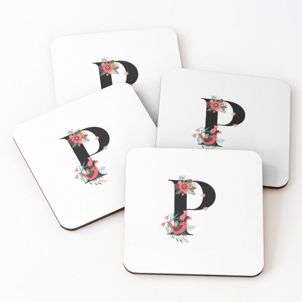 Artikelvorschau, Monogramm P, Buchstabe P, Initiale P, Alphabet-Design-Illustration, floraler P-Aufkleber, buntes Monogramm, botanischer Monogramm-P-Aufkleber entworfen und verkauft von Work life.