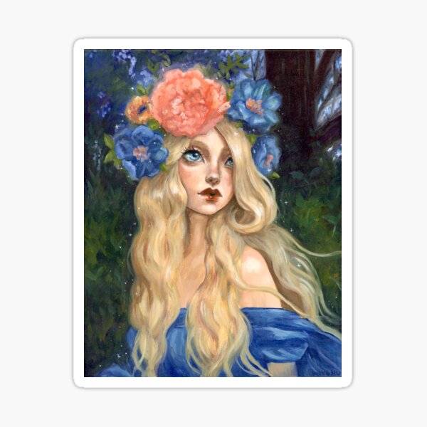 Efflorescence Floral Fae Fairy Whimsical Fantasy Oil Painting Sticker