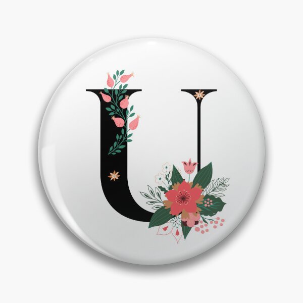 Artikelvorschau, Monogramm U, Buchstabe U, Initiale U, Alphabet-Design-Illustration, floraler U-Aufkleber, buntes Monogramm, botanischer Monogramm-U-Aufkleber entworfen und verkauft von Work life.