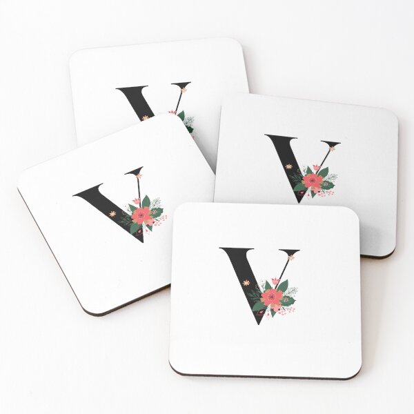 Artikelvorschau, Monogramm V, Buchstabe V, Initiale V, Alphabet-Design-Illustration, floraler V-Aufkleber, buntes Monogramm, botanischer Monogramm-V-Aufkleber entworfen und verkauft von Work life.
