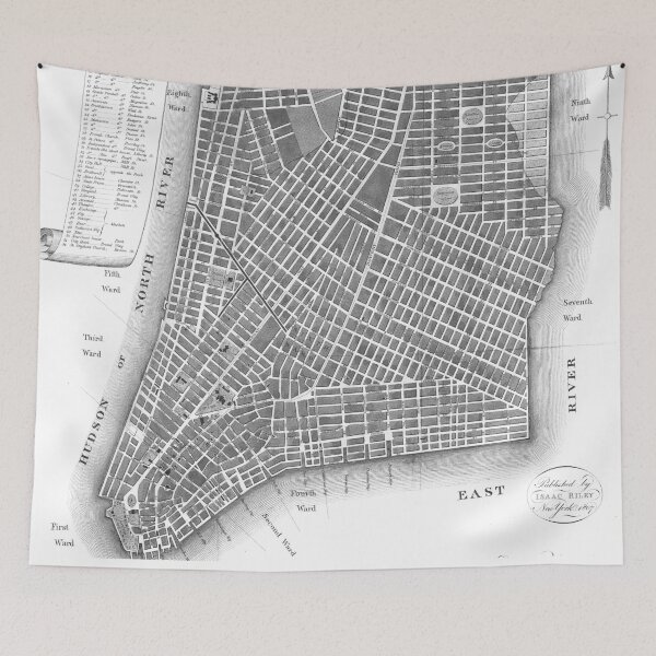 Item preview, Vintage Map of Lower New York City (1807) BW designed and sold by BravuraMedia.