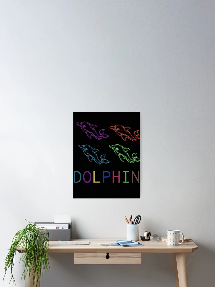 Thumbnail 2 of 3, Poster, Colorful Dolphin designed and sold by AIStarDesigns.