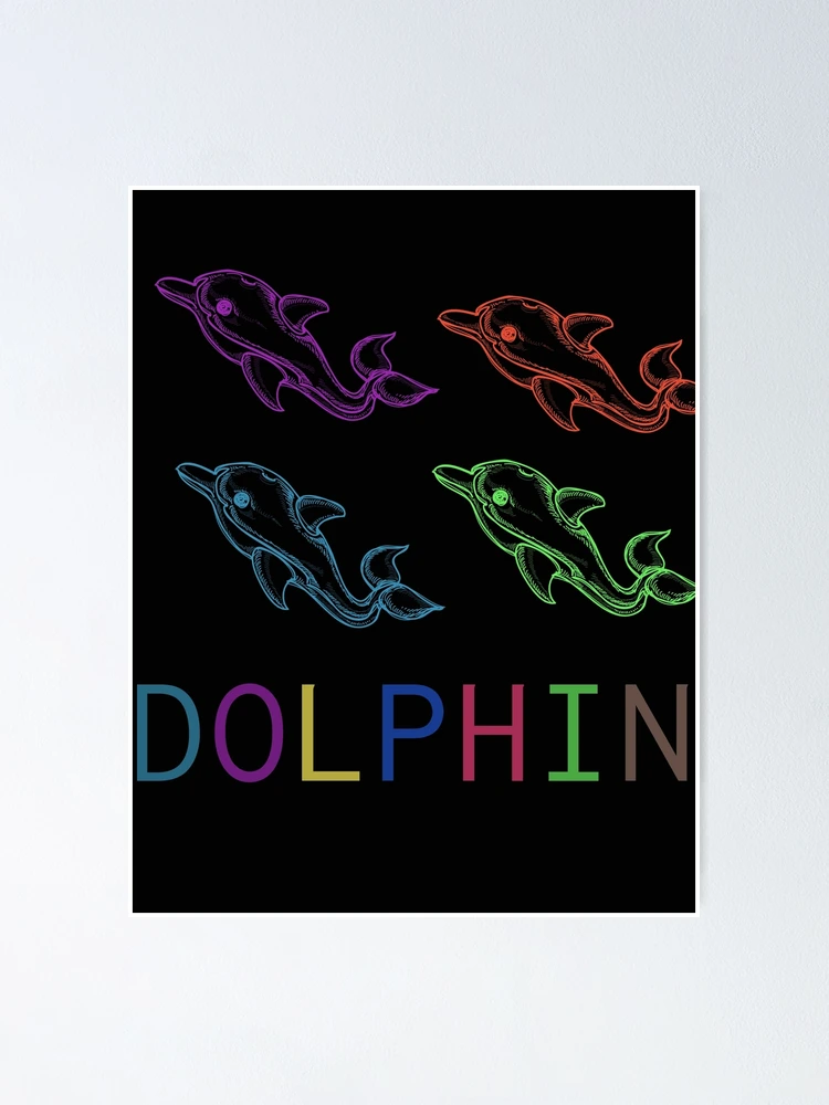 Thumbnail 1 of 3, Poster, Colorful Dolphin designed and sold by AIStarDesigns.