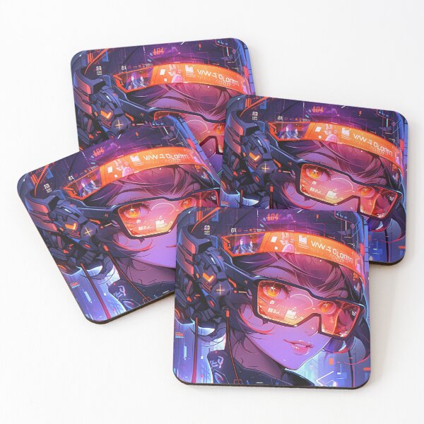 Item preview, Cyberpunk anime girl wearing augmented reality glasses designed and sold by Basilix.