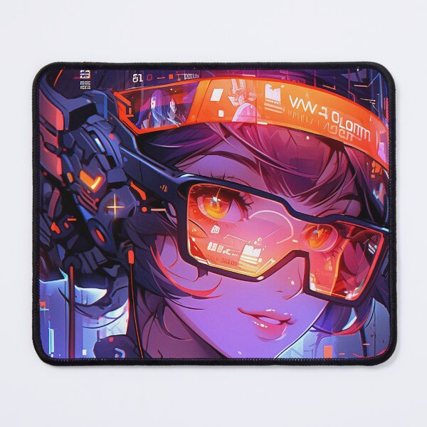 Item preview, Cyberpunk anime girl wearing augmented reality glasses designed and sold by Basilix.