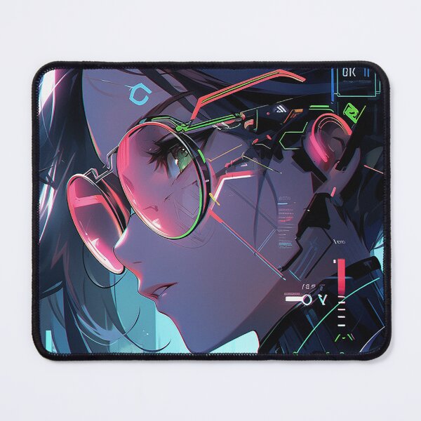 Item preview, Cyberpunk anime girl wearing augmented reality glasses designed and sold by Basilix.
