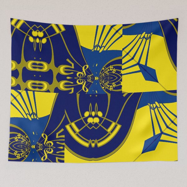 Item preview,  *Attractive yellow and blue abstract music - An Alien musician in a cosmic geometric space  art music notes - Great Gift for musicians, pianists, guitarists, and music lover* designed and sold by Ralek.