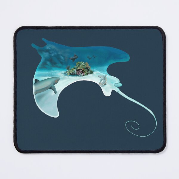 Item preview, Glass Manta Ray filled with a coral reef, rays and white tip reef sharks designed and sold by sahasa-artist.