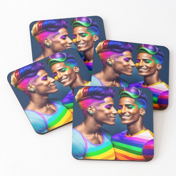 Item preview, lgbt guys, gay couple, pride art, rainbow illustration, LGBTQ poster designed and sold by Natairbrush.