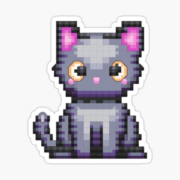 Cute Cat Pixel Art  Sticker for Sale by Jaade Santos Ferreira