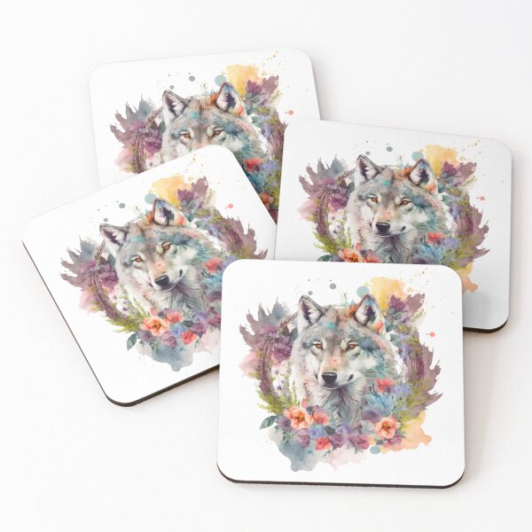 Item preview, Wolf with Flowers designed and sold by UtterlyCutterly.