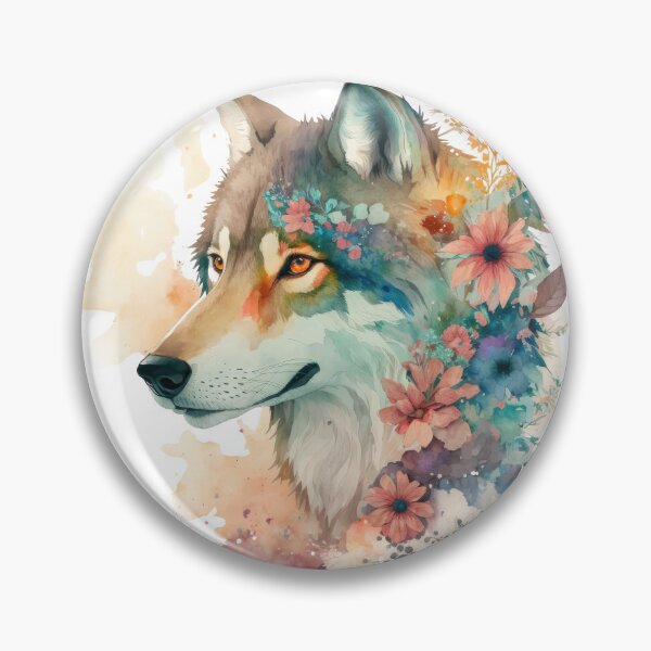 Item preview, Wolf with Flowers designed and sold by UtterlyCutterly.